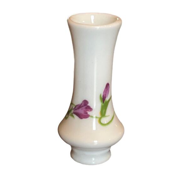 Vintage MCM Mid Century Mini Miniature Purple Lily Bud Vases Porcelain 2.5” See - Picture 1 of 3